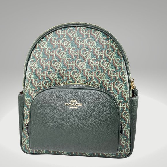 COACH Court Backpack Olive Green Leather Monogram Logo main image 9